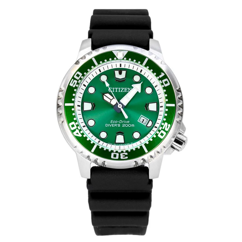 Citizen Men's BN0158-18X Diver's Eco-Drive Green Dial Watch - Image 2