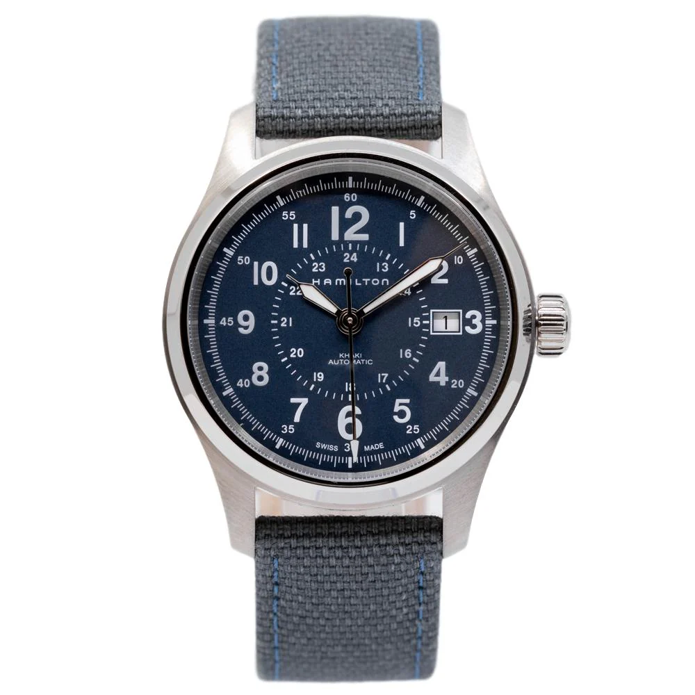 Men's H70305943 Khaki Field Auto 40 mm Blue Dial & Strap - Image 2