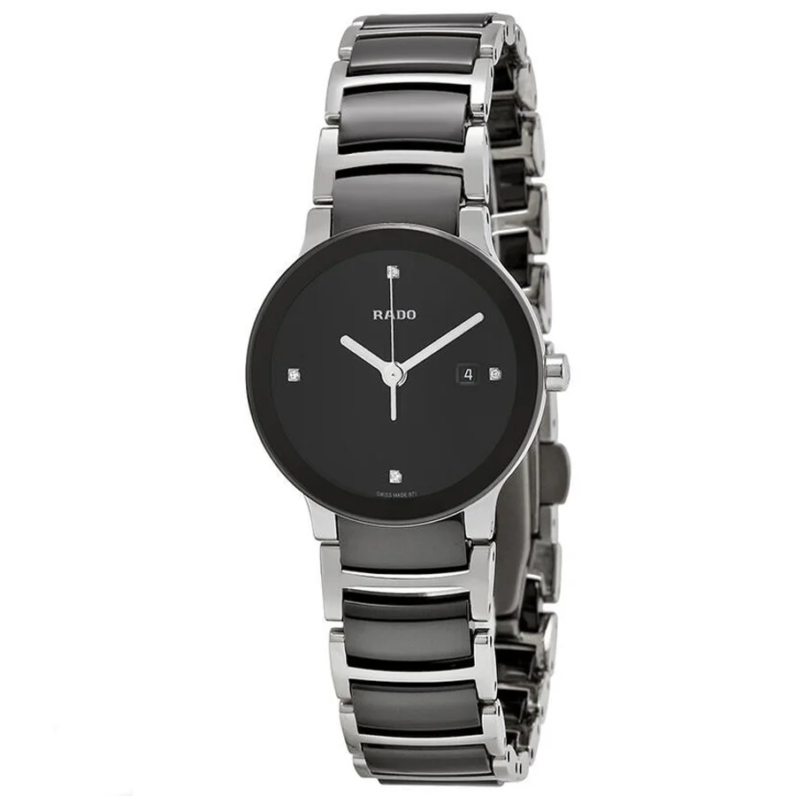 Rado Ladies R30935712 Centrix S Black Dial Diamonds Watch