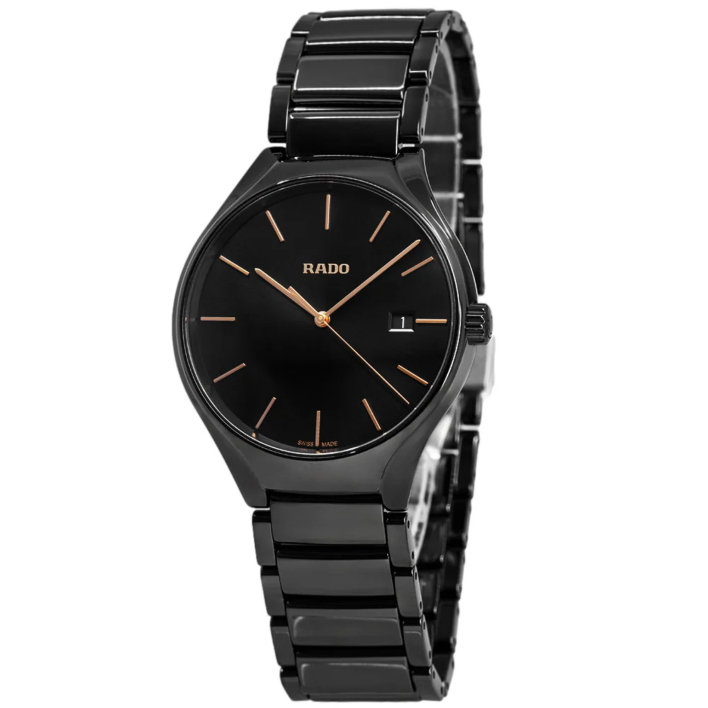 Rado Unisex R27238162 True Round Black Ceramic Quartz