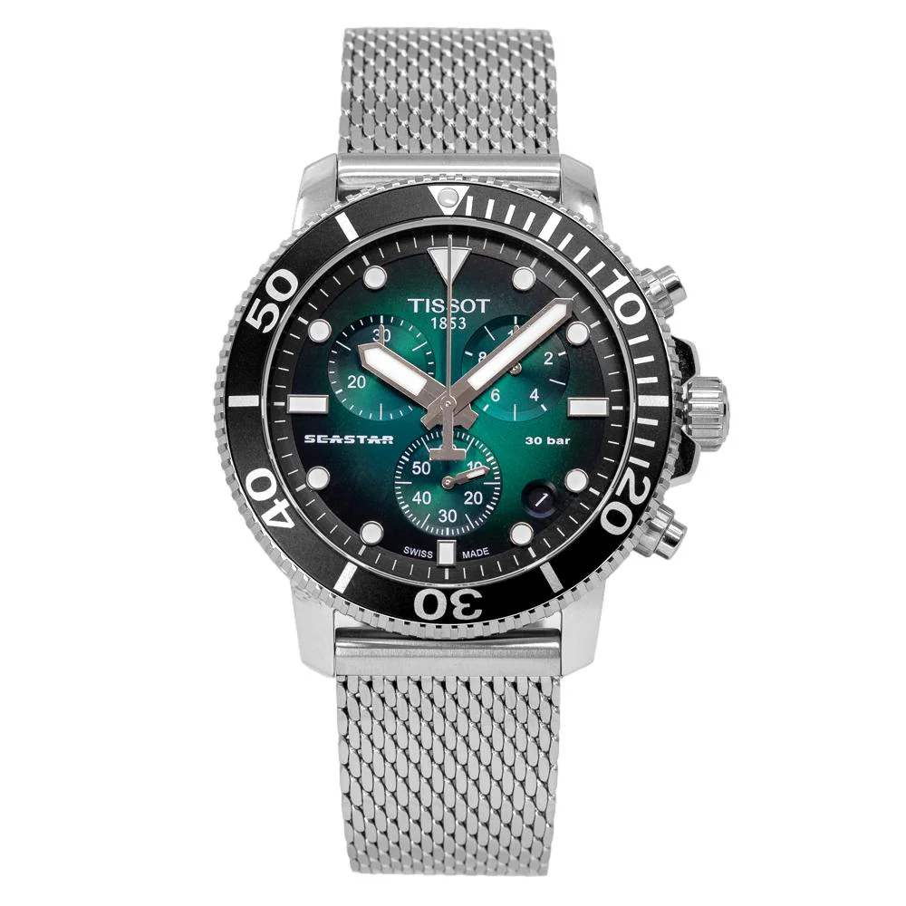 Tissot Men's T120.417.11.091.00 Seastar Chrono Green Watch - Image 2